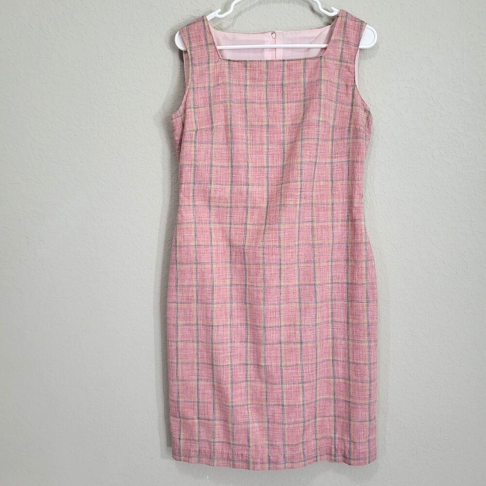 Handmade Dress Womens S / M Pink Plaid Sleeveless Square Neck Back Zip Lined